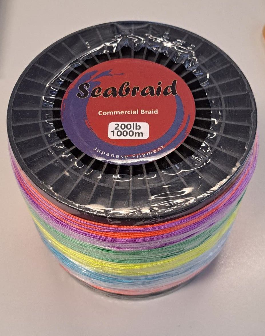 Spool of Seabraid commercial braid fishing line multiple colour 8 strand