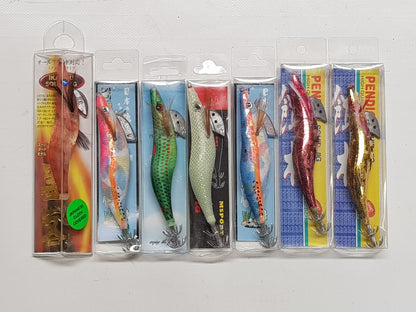 5 x Squid Jig 3.5 Size - Variety of High Quality Types - Japanese Cloth - Minimum Quantity Order 5 - Diamond Networks